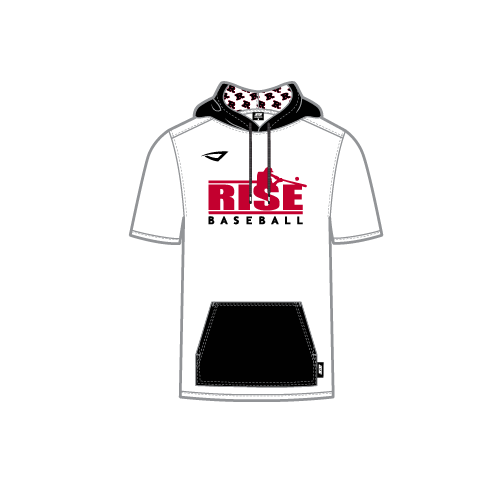 Rise Mens Sublimated SS Stealth Hoodie - Hitter Logo - White/Black