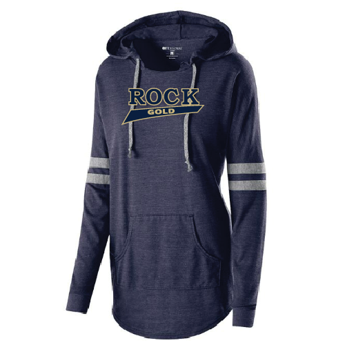 Rock Gold Softball Womens Lightweight Hooded Pullover - Navy