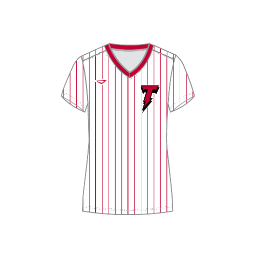 SJ Thunder Womens SS Dri Fit V Neck - White Pin