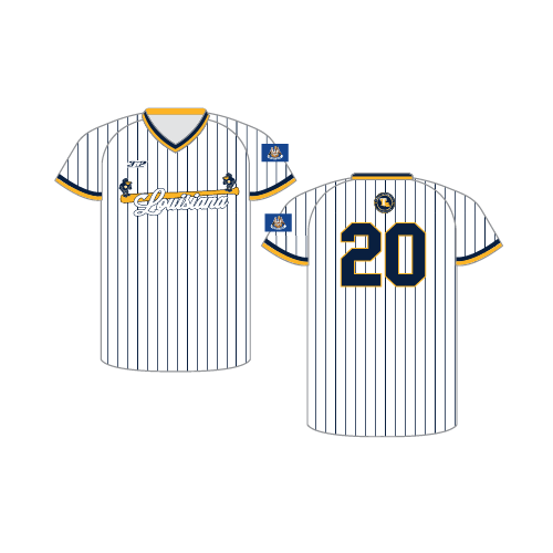 Team Louisiana Youth North Baseball V Neck Jersey - White Pin