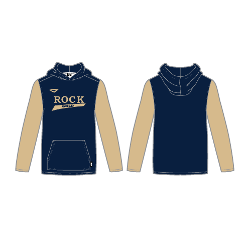 Rock Gold Softball Mens Sublimated LS Fleece Hoodie - Navy/Gold